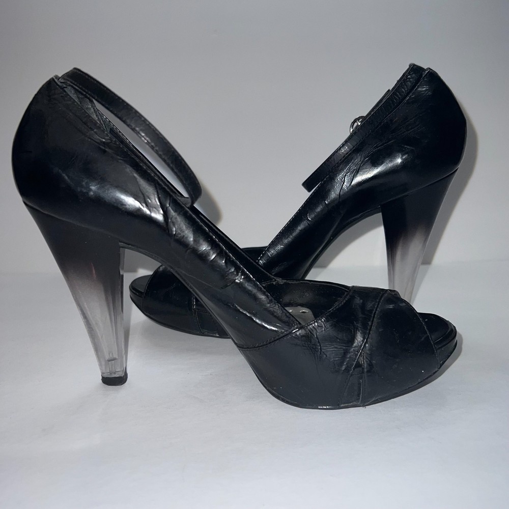 BCBG Buffy Black Ombre Clear Strap Heels Size 7